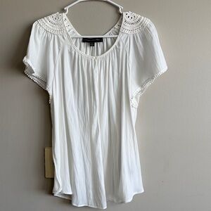 Catherine Malandrino White Blouse with Lace Accents